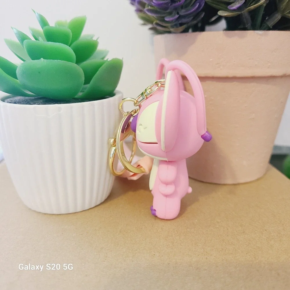Pink Angel Stitch Keychain Cute Cartoon Character Bag Charm Accessory‎ NEW